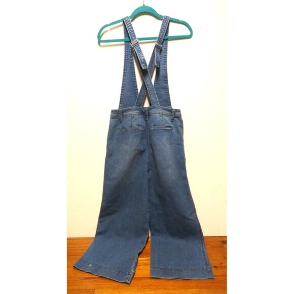 TINSELTOWN Bib Overalls Sz 9 W32 Denim Stretch wide leg Hipster Romper light blu - Picture 2 of 11